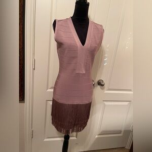 VENUS Mauve Sleeveless Fringe Mini Dress
